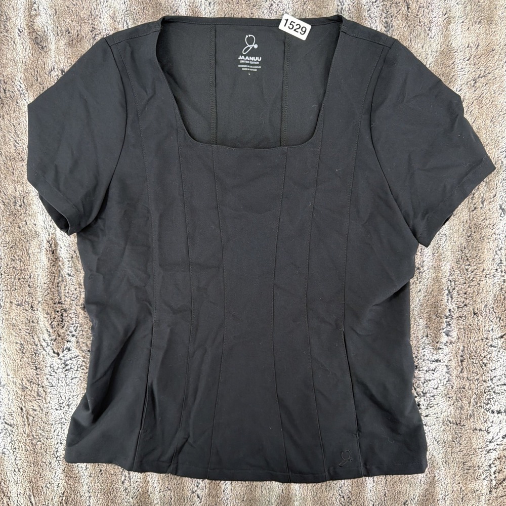Jaanuu Women's Scrub Top Black Size L"Fit & Flare Silhouette" Limited Edition